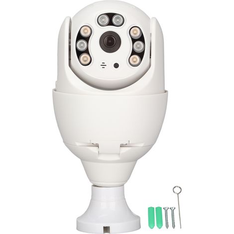 Wifi Light Bulb Camera 1920 X 1080 Wireless Home Surveillance Camera With Two Way Audio Infrared Lighting Dp18 White