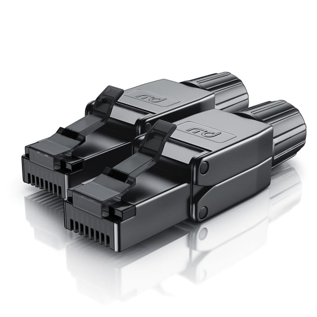 Primewire - 2x Netzwerk-adapter Rj-45 (ethernet) Zu Netzwerkkabel, Netzwerkstecker Rj45 Cat 8 - Gigabit Ethernet Lan Kabel - 40 Gbit/s, Schwarz