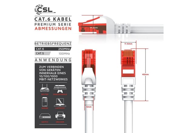 Csl-computer - Csl 5x Cat 6 Gigabit Ethernet Lan Kabel - Mehrfach Geschirmt - Utp Gigabit - 1000 Mbit/s - Patchkabel - Netzwerkkabel - 0,25m