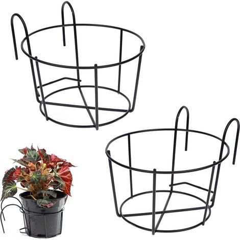 2 Stück Runde Haken Für Blumenhalter, Runder Balkon-blumenkastenhalter, Metalltopfhalter Für Zaun, Hängender Pflanzenkorb Für Geländer Und Zaun, Geeignet Für Balkon, Garten, Zaun, Innen- Und Außenbere