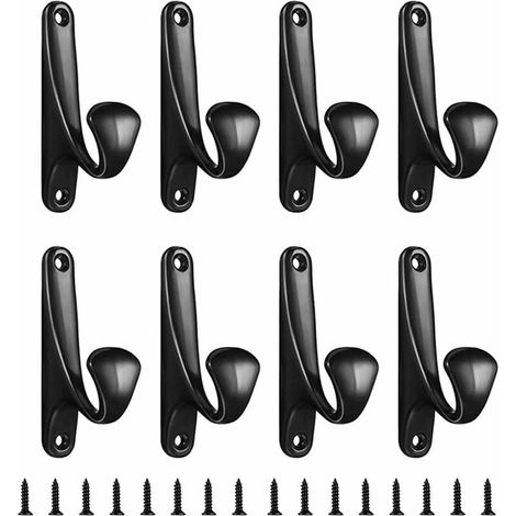 8 Stück Schwarze Wandhaken, Matte Schwarze Kleiderhaken, Einfache Haken Mit Schrauben, Robuste Kleiderhaken, Garderobenhaken Aus Aluminiumlegierung Für Kleidung, Rucksäcke, Hüte (schwarz)