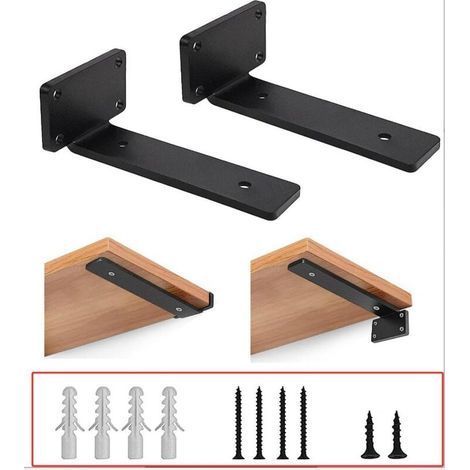 Wandregalhalterung, 2 Stück, Robuste 20 Cm Halterung, 5 Mm Dicke, Schwarze Regalhalterung