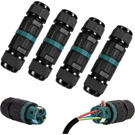 Wasserdichte Ip68-abzweigdose - 4er-pack 2-polige Außensteckverbinder, Wasserdichte Externe Abzweigdose Geeignet Für Erdungskabelstecker Ø9-12 Mm