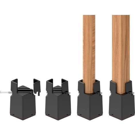 Verstellbare Schwarze Möbelerhöher, 7,5 Cm, Mit Clip Für Bett-, Tisch-, Sofa- Und Schreibtischfüße. Robust Für Stuhlbeine Von 2 Bis 4 Cm.