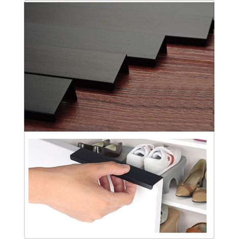 Schrankbeschläge, Fingerkanten-griffe, Küchenschubladen- Und Möbeltürgriffe, Verdeckte Zuggriffe, 10er-pack, Keine Bohrung, 256 Mm/300 Mm Lang, Schwarz