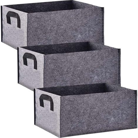 Pflanzsack, 3er-set Rechteckige Schwarze Vlies-pflanzsäcke Mit Griff, Für Innen- Und Außenbereich, Pflanztöpfe Zum Anbau Von Gemüse, Blumen Und Früchten