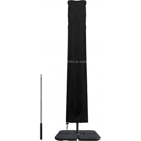 Schwarze Schutzhülle Für Seitlich Gelagerten Sonnenschirm (240 X 57/57 Cm), 420d Oxford-gewebe, Wasserdicht, Winddicht, Uv-beständig, Mit Reißverschluss Und Teleskopstange