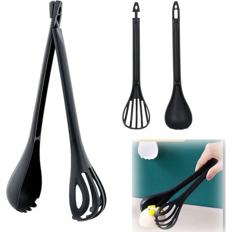 Salatbesteck, Zweiteiliges Schwarzes Salatbesteck, Servierbesteck Und Kunststoff-salatzange, Salatlöffel, Zum Kochen Und Zubereiten Von Gourmetgerichten