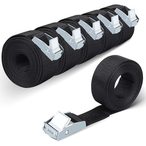 Spanngurte Bis 1500 Lb, 6er-pack Zurr Gurte, Schwarze Nylon-gurte Für Schwere Lasten Mit Verschluss Aus Zinklegierung (20 Mm X 400 Mm)