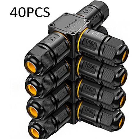 40 Stück Wasserdichte Ip68-kabelverbinder - 3-wege-abzweigdose, 3-adriges Wasserdichtes Verbindungselement - Außenanschluss Für Den Garten - Kabelabzweig 6-11 Mm - Wasserdichtes Externes Elektrogehäus