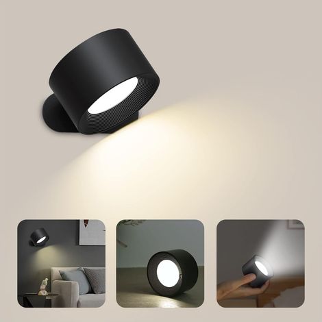 Led-wandleuchte Mit Touch-steuerung Und Usb-ladeanschluss, 3 Helligkeitsstufen, 3 Drehbare Farbtemperaturen, 360° Schwenkbar, 1 Stück (schwarz)