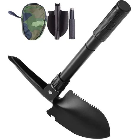 Multifunktionale Klappbare Mini-schaufel Aus Stahl, Werkzeug Für Garten, Camping, Wandern, Rucksack Und Angeln (schwarz)