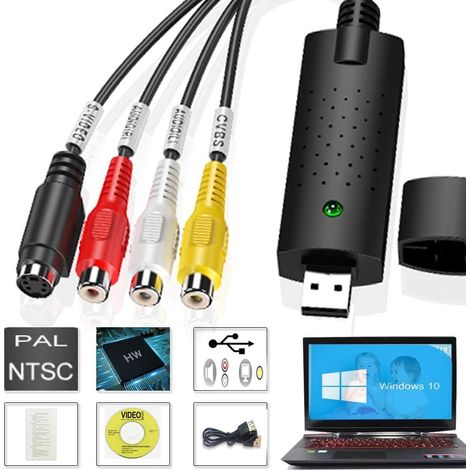 Video Audio Usb 2.0 Capture-konverter Vhs Digitalisierungsbox Videoaufnahme Von Videorekorder Vhs C Hi8 Kassetten Transfer Dvd-recorder Kompatibel Mit Win 10