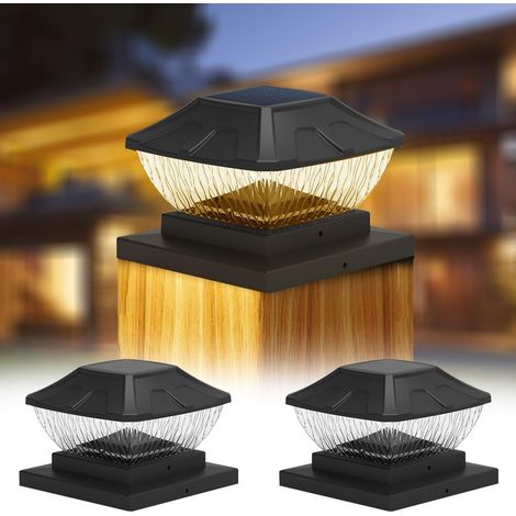 2er-set Solar-außenleuchten, Wasserdichte Led-glaslampe Mit 2 Modi Für Garten, Terrasse, Zaun Und Pfosten (10 X 10 Cm, 13 X 13 Cm, 15 X 15 Cm)