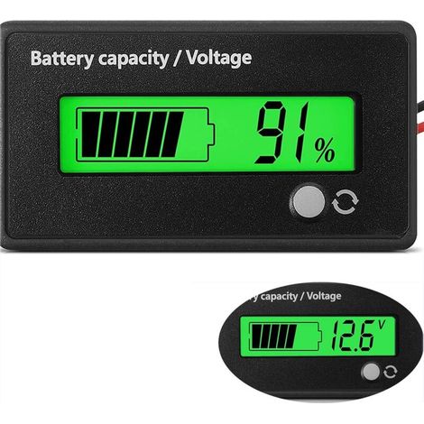 Dc-batteriezähler Mit Alarm, Autobatterietester, Batteriemonitore, Voltmeter, Dc 12v 24v 36v 48v 72v Batterietester Für Blei-säure- Und Lithium-ionen-batterien (grünes Licht)