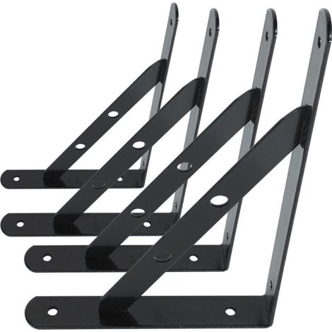 Equerres Regalwand, 4er-pack Regalträger Zur Befestigung, Schwebende Dreieckige Metallhalterungen Im 90-grad-winkel, Schwere Last, Schwarz 13treize