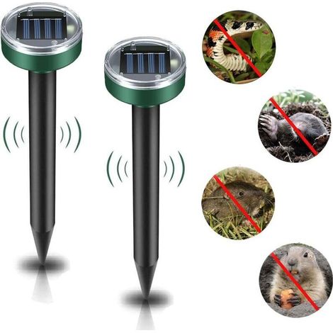 Ultraschall-sonnenrepellent Gegen Maulwürfe, 2 Schallbasierte Maulwurfabwehrspitzen, Repellent Gegen Wühlmäuse, Schlangen Und Gopher