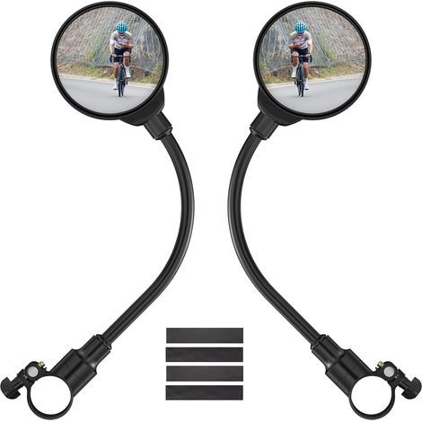 (noir) 2 Stück Fahrrad-rückspiegel, 360° Einstellbarer Rückspiegel Für E-scooter, Lenker-rückspiegel Für Lenker 22-32 Mm, Konvexe Rückspiegel, Runder Hd-spiegel Für Elektroroller