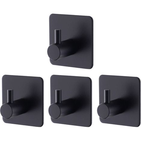 4 Stück Schwarze Klebehaken, Selbstklebende Wandhaken Aus Edelstahl Für Bad Und Küche, Zum Aufkleben Ohne Bohren
