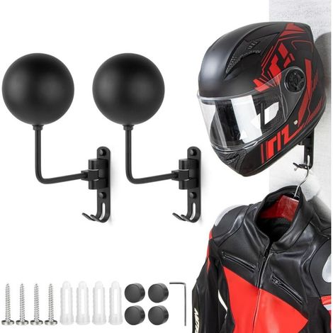 Wandhalterung Für Motorradhelme, Drehbarer Helmständer Für Fahrrad Und Motorrad Mit 180° Drehung Und 2 Haken Zum Aufhängen Von Hüten, Mänteln Und Schlüsseln