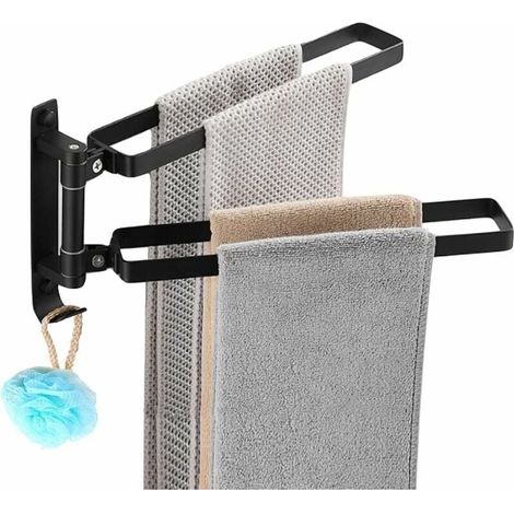 Handtuchhalter Für Badezimmer Ohne Bohren, Wandmontierter Handtuchhalter Aus Edelstahl 304 Mit Zwei Drehbaren Stangen - Liaiki
