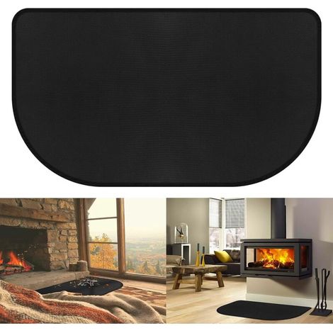 Feuerfeste Kaminmatte Aus Silikon Und Schwarzer Glasfaser, 122 X 73 Cm, Für Holzofen, Bodenschutz Für Innen- Und Außenbereich (1 Mm).