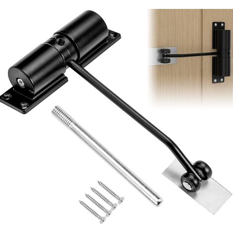 Leiser Automatischer Türschließer Ohne Stanzen Für Türen Von 20-40 Kg, Einstellbarer Federtürschließer Mit Einstellstange, Montageplatte Und Schrauben, Einfach Zu Installieren, Für Büro Und Zuhause