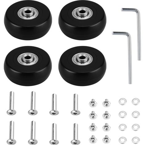 4 Universelle Ersatzrollen Für Koffer, 50 Mm X 18 Mm, Für Trolleys Und Kinderwagen, Aus Gummi