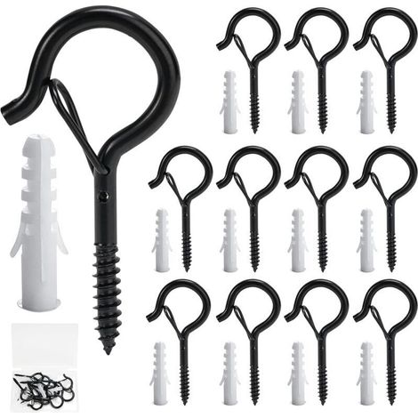 Set Aus 12 Schraubhaken, Wandschraubhaken, Außenschraubhaken, Haken Für Außenlichterketten, Dachrinnenhaken Für Lichterketten Zum Aufhängen Von Topfpflanzen, Weihnachtsdekoration
