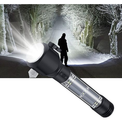 Ultrasstarke Led-taschenlampe Mit Solarladefunktion, Kann Mobiltelefone Aufladen, Mit Kompass, Hupe, Klinge Und Fensterhammer
