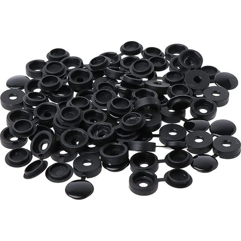 100 Stück Kunststoff-schraubenabdeckungen, Kunststoff-gewindekappen, Schraubendeckel, Unterlegscheiben-abdeckung, Dekorative Schraubenabdeckung (schwarz)