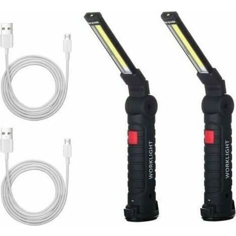 Led-arbeitsleuchte, Wiederaufladbar, Taschenlampe Für Die Werkstatt, Led-arbeitsleuchte Mit Magnetfuß, Inspektionslampe Für Wandern Und Camping, 4,8 Zoll, 15 Cm