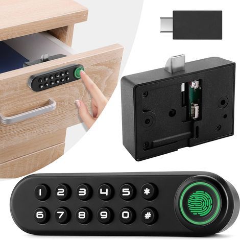 Schrank Mit Fingerabdruckschloss, Intelligente Biometrische Sperre Mit Passwort Und Usb-schlüssel, Schlüsselloser Versteckter Aufbewahrungsschublade, Kindersicherheit, Diy-holzmöbel