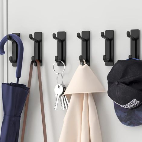 Klebender Wandhaken, Handtuchhalter Für Badezimmer, Küchentuch-halter, Kleiderbügel Mit Klebefunktion, Wandmontierte Halterung Ohne Bohren, Wasserdicht, Rostfrei, Schwarz, 6 Stück