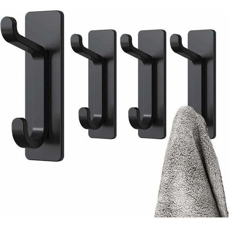 Selbstklebender Wandhaken, Handtuchhalter Für Das Badezimmer, Küchentuchhalter, Kleiderhaken Mit Klebefunktion, Wandmontierte Halterung Ohne Bohren, Wasserdicht, Schwarz