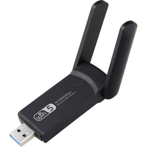 Starker Ac1300 Mbps Usb 3.0 Dual-band-wlan-adapter Mit Antenne, 2,4 Ghz / 5 Ghz Wlan-dongle Für Pc/laptop/desktop/tablet, Kompatibel Mit Windows 11/10/8/7/xp, Mac Os X, Schwarz