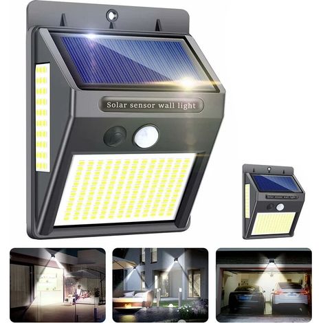 2 Stück Solarleuchten Für Außenbereich, 100 Led Solar-außenleuchten Mit Bewegungsmelder, 300° Weitwinkel, Wasserdichte Ip65 Solarbeleuchtung Für Wandmontage, Garten- Und Eingangsbereich