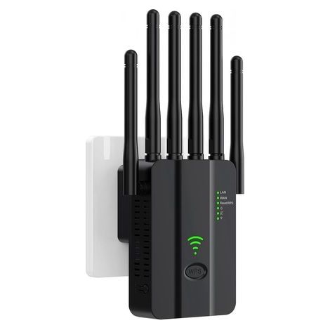 Wlan-repeater 2,4 Ghz Single-band - Wlan-verstärker 300 Mbps 6 Antennen, 2 Gigabit-lan-anschlüsse, Wps-one-touch - Kompatibel Mit Allen Internet-routern - Innen/außen