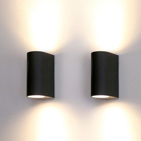 2er-pack Außenwandleuchte Aus Aluminium, Up/down-beleuchtung Für Innen- Und Außenbereich, Ip44 Wasserdicht, Schwarze Gartenleuchten Für Patio, Terrasse Und Garten