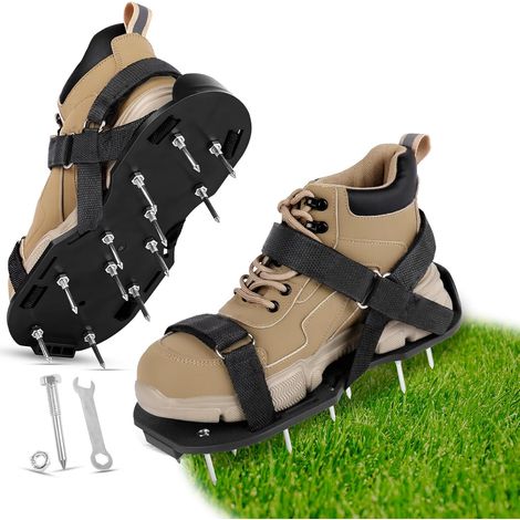 Rasenbelüfter-sandalen, 1 Paar Mit 13 Metallstiften (48 Mm), Verstellbare Klettverschlüsse, Gartenwerkzeug Zur Bodenverbesserung, Belüftungsschuhe Für Garten/rasen/hof/terrasse
