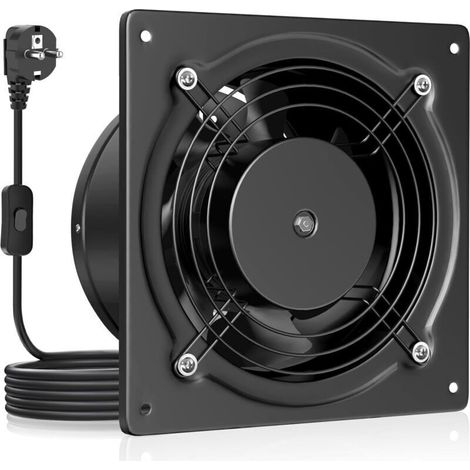Hg Power Abluftventilator 150 Mm - 525 M³/h Leises Badezimmer Mit Rückschlagklappe, Schalter, Steckdose, 38w Industrielle Belüftung Für Fenster, Wand, Decke, Vmc, Schwarz