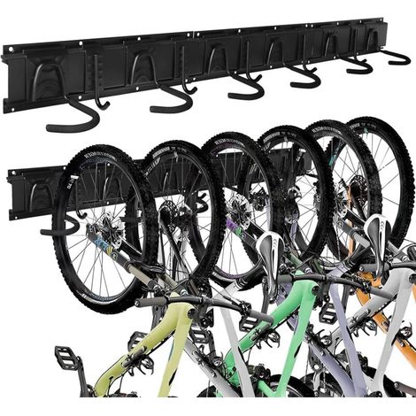 Wandhalterung Für Fahrräder Und Helme, Verstellbare Fahrradhalterung Mit 6 Fahrradständern Und 5 Haken, Wandmontierte Fahrradablage, Vertikale Fahrradhalterung Für Renn- Oder Mountainbikes, Garage, Ha