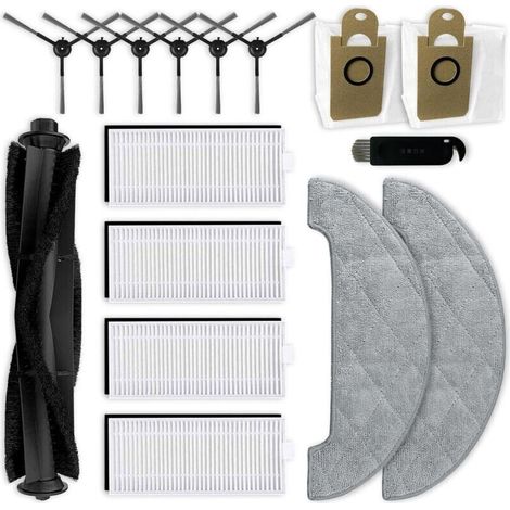 Ersatzteile Kompatibel Mit Honiture Q6 Pro, Für Laresar L6 Pro, Für Imou L11 Pro, Für Airrobo T10+, 1 Hauptbürste, 6 Seitenbürsten, 4 Hepa-filter, 2 Wischtücher, 2 Staubbeutel