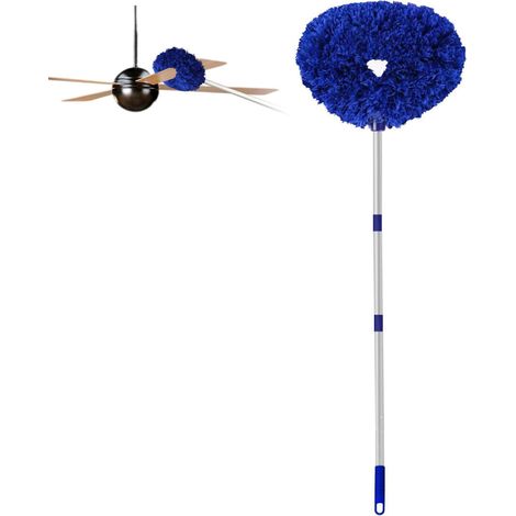 Deckenventilator-reinigungsstaubwedel, 1,44 M, Wiederverwendbar, Aus Mikrofaser, Abnehmbar, Mit Verstellbarer Verlängerung (dunkelblau)