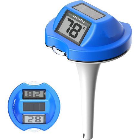 Schwimmendes Poolthermometer Mit Dual-display Und Gut Lesbarem Digitalanzeige, Wasserdicht Ip68, Solarbetrieben, Dunkelblau