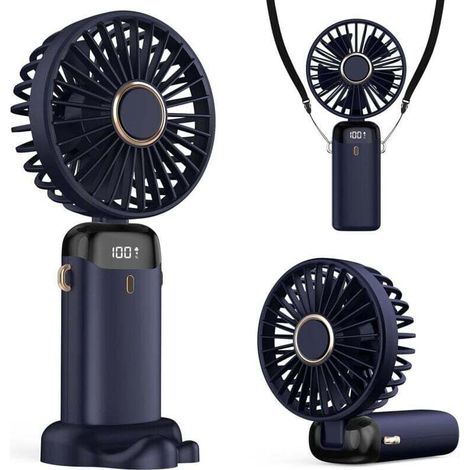 Tragbarer Wiederaufladbarer Ventilator, Mini-ventilator Mit 5000-mah-batterie, 5 Geschwindigkeitsstufen Und Led-anzeige, Langlebiger Tischventilator Für Büro, Schlafzimmer, Outdoor-aktivitäten Und Rei