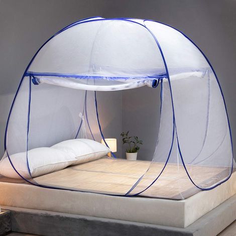 Moskitonetz Für Bett, Pop-up-zeltvorhänge (dunkelblau, 120 X 195 Cm)