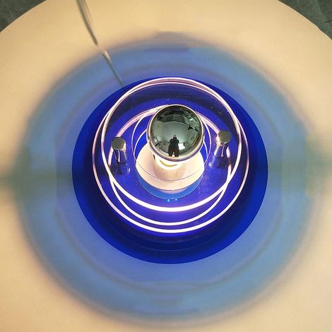 Mittelalterliche Wandleuchte, Ufo Ultra-moderne Raumzeitalter 70er Jahre Bauhaus Wohnzimmer Schlafzimmer Atmosphäre Hotel Wandlampe, Leuchte Ohne Lichtquelle, Kleines Dunkelblau-d24e17cm