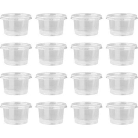 100 Durchsichtige Einweg-plastikbecher Mit Deckeln Für Saucen Und Chutneys, Tragbare Becher (30 Ml)