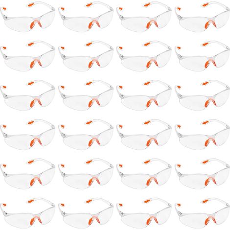 24er-pack Transparente Schutzbrillen - Sicherheitsbrillen Mit Kunststoffgläsern, Nasensteg Und Gummibügelenden Für Mehr Komfort - Transparente Psa-brille